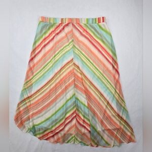 Chicos Martha Pastel Multicolor Stripe Modest Midi Maxi Skirt Womens Size 3